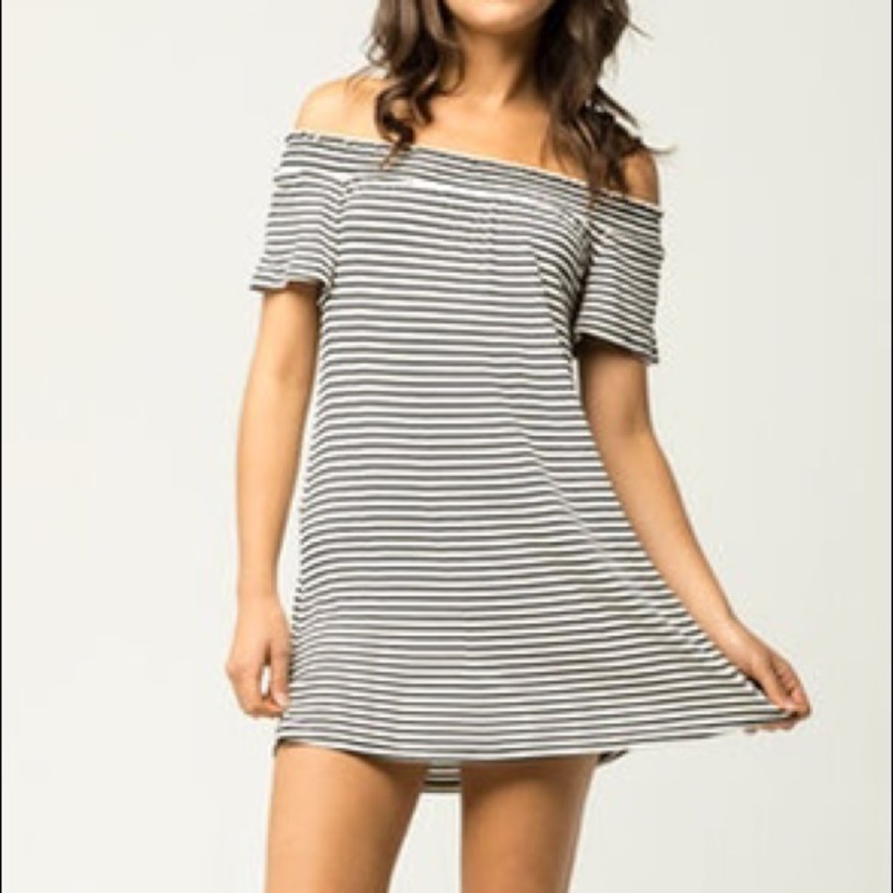 Off The Shoulder Striped Dress